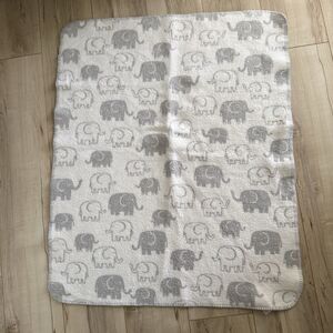 Vintage Pottery Barn Kids Elephant Baby Blanket Nursery Bedding Reversible Gray